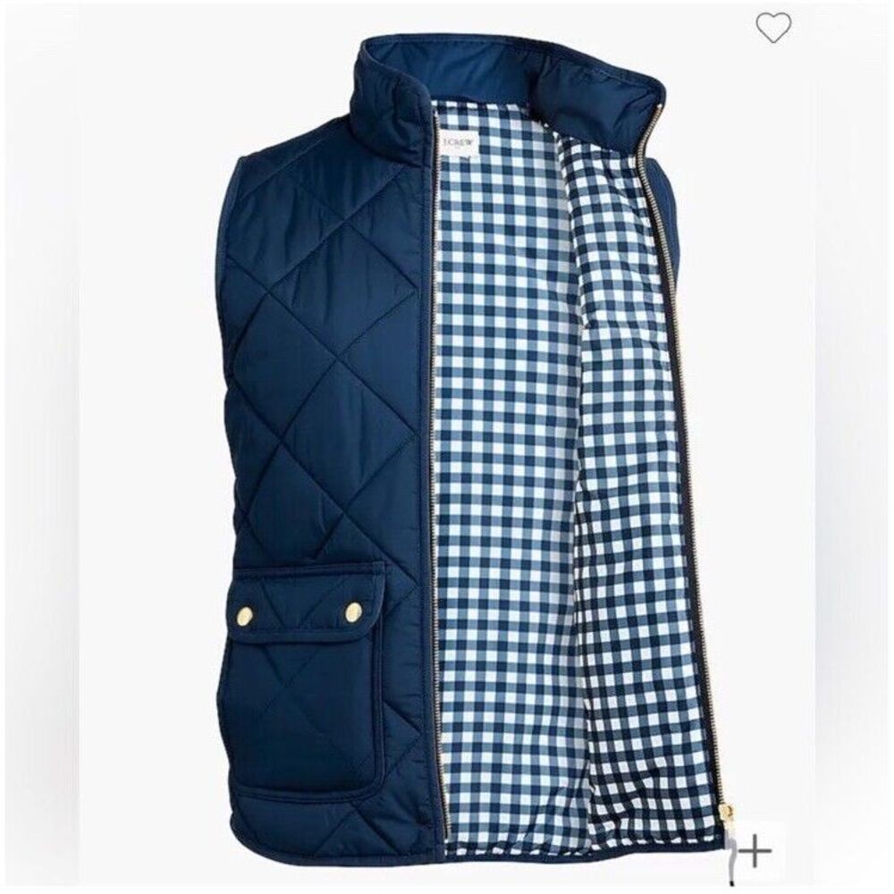 NEW J. CREW Vest‎ Women XS Quilted Full Zip Snap Pockets BU262 Blue - Picture 14 of 15